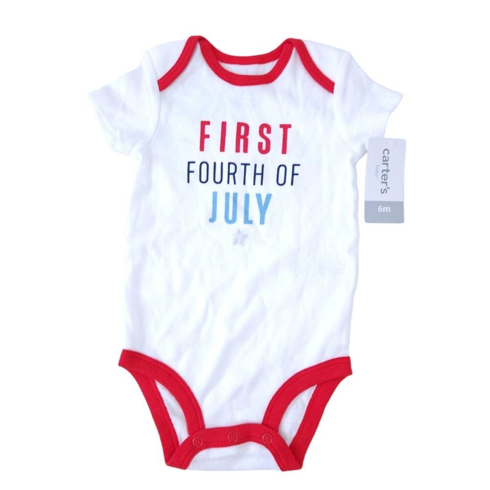 NEW Carters First Fourth of July Baby Bodysuit 6 Months Patriotic Red White Blue